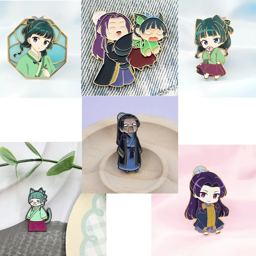 Эмалированная булавка Chibi Jinshi Maomao, значок «Дневники аптекаря», милые ювелирные изделия с героями мультфильмов, подарочные аксессуары для фанатов аниме