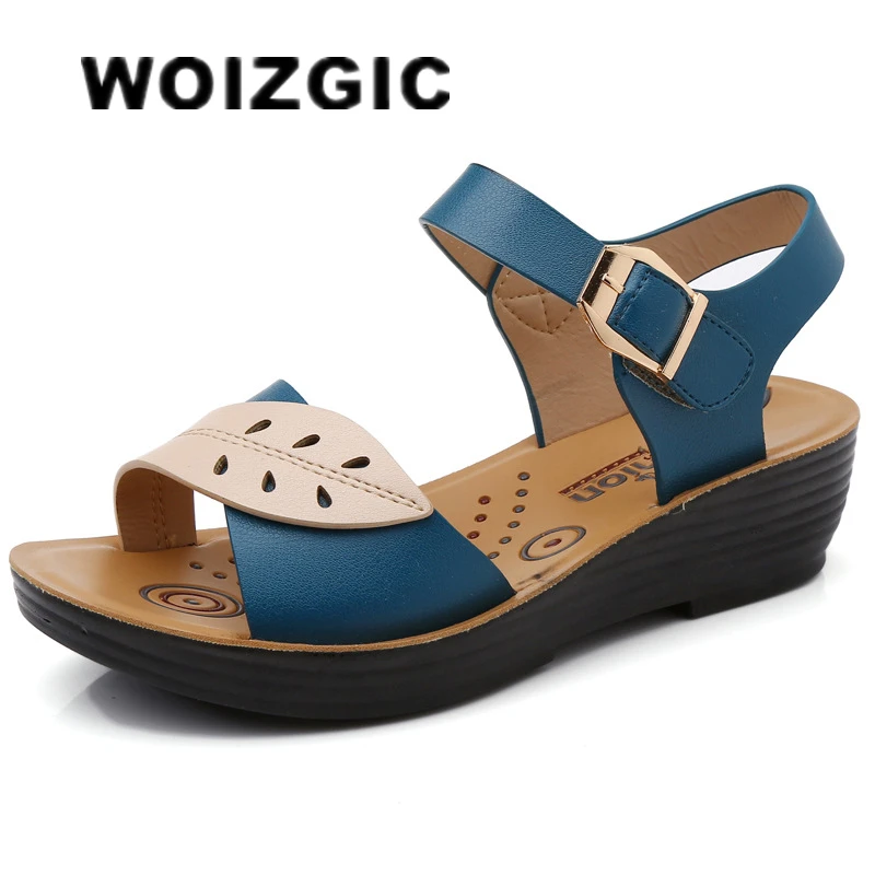 Woizgico donna vecchia madre femminile scarpe in pelle PU sandali piattaforma Bling estate Cool Beach PVC antiscivolo all\'aperto