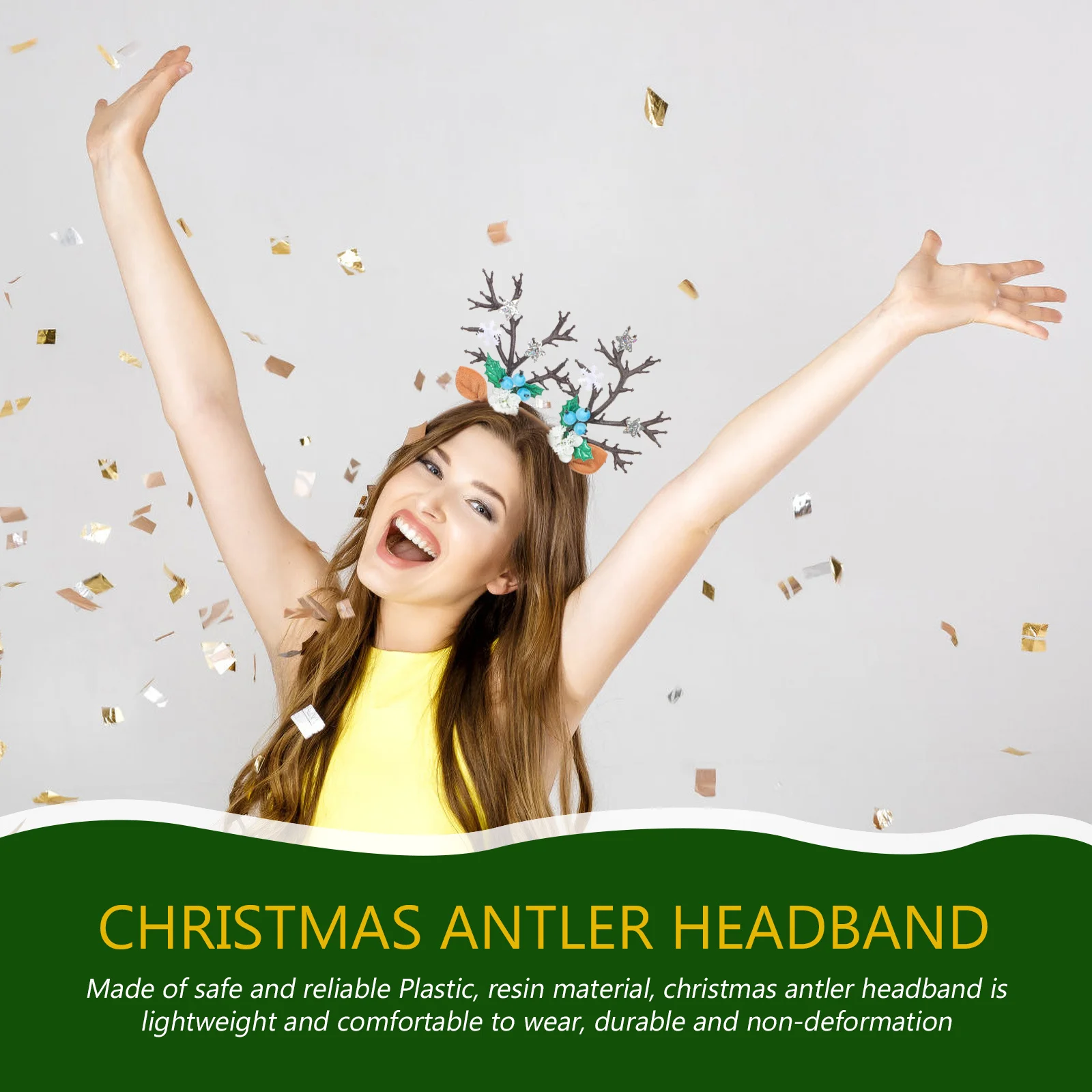 

Christmas Antler Headband Reindeer Hair Hoop Universal Fit Lightweight Party Cosplay Headpiece Xmas Hair Accessories Holiday