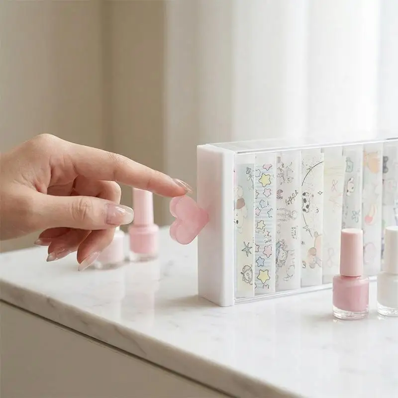 Portable Cartoon Nail Transfer Paper Storage Box Organizer Large Capacity Display Stand for Nail Art Home SalonHot