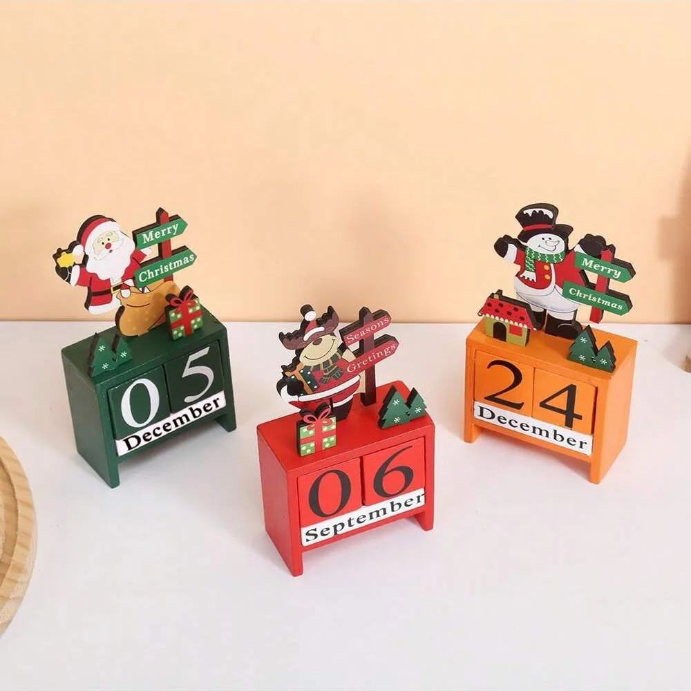 Christmas Wooden Calendar Countdown Desktop Creative Decoration Home Christmas Ornament