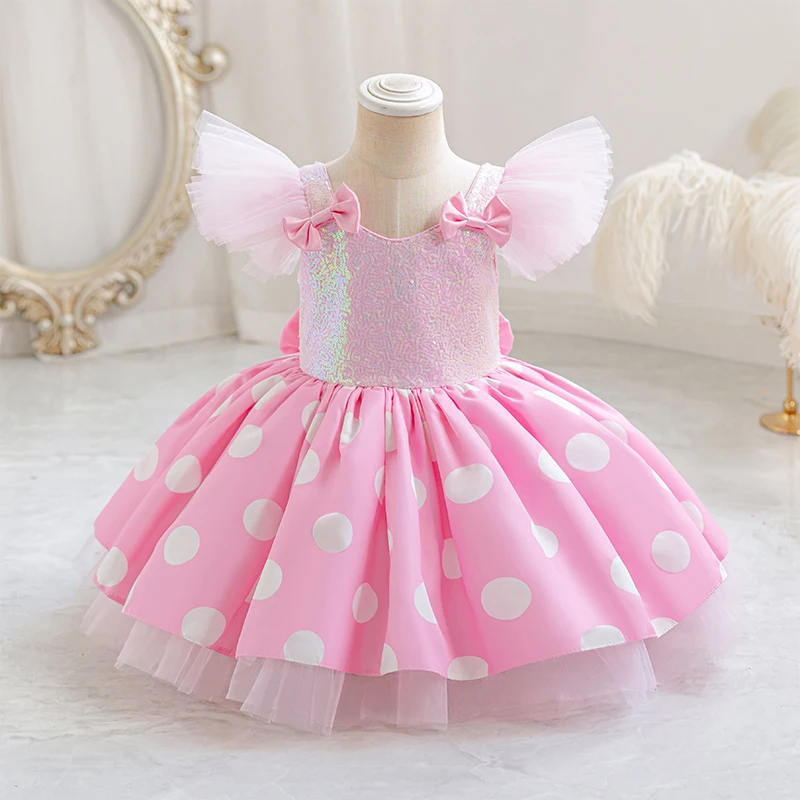 

Girls' Princess Dress Baby's First Birthday Tutu Skirt Flower Girl Wedding Banquet Dress Children's Bow Dress Masquerade Performance Costume