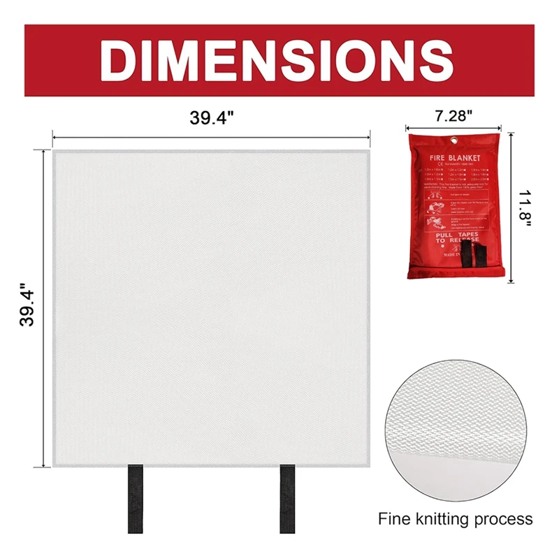 2 peças cobertor de fogo de emergência, cobertor de fogo, cobertor de supressão de incêndio para cozinha, grelha, lareira (39,4 polegadas x 39,4 polegadas)