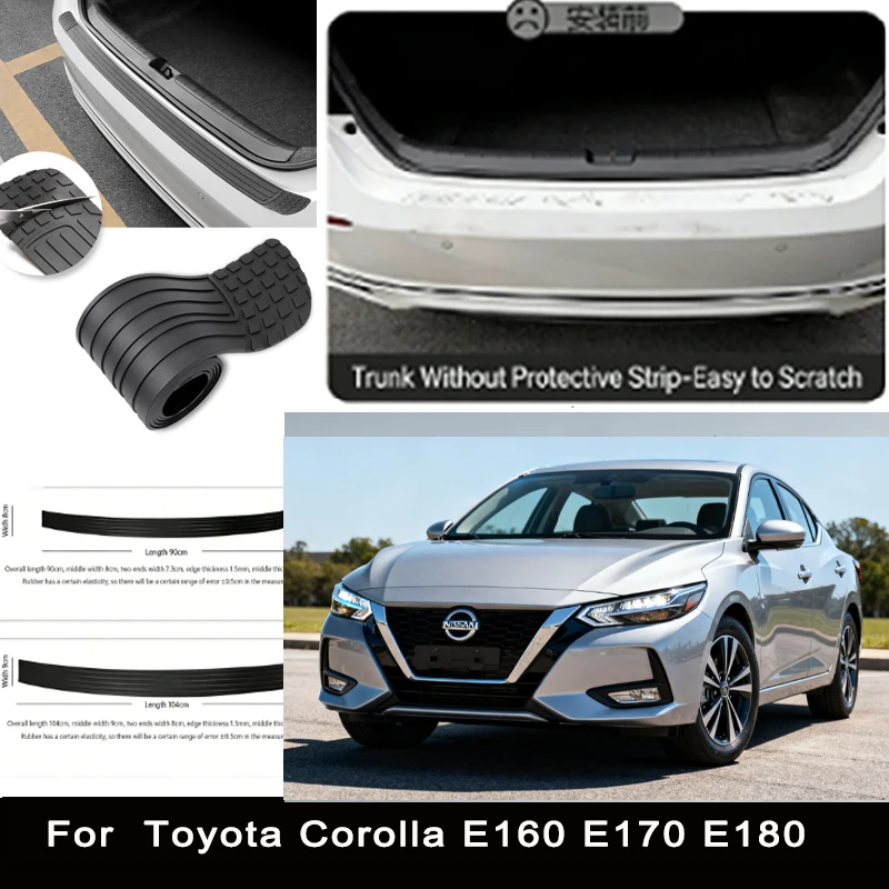 

For Toyota Corolla E160 E170 Rear Trunk Guard Plate Sticker Car Rear Bumper Trim Anti-Kicked Scratch Protector Sticker Strip