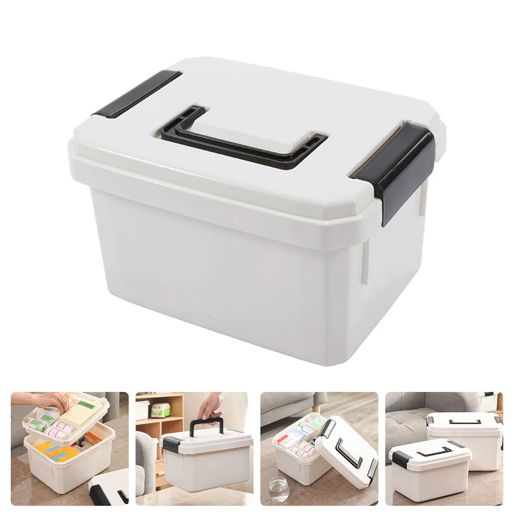 

1Pcs Emergency Medicine Chest Compact Medical Box with Handle Versatile Storage Case for Family Business First Aid Supplies
