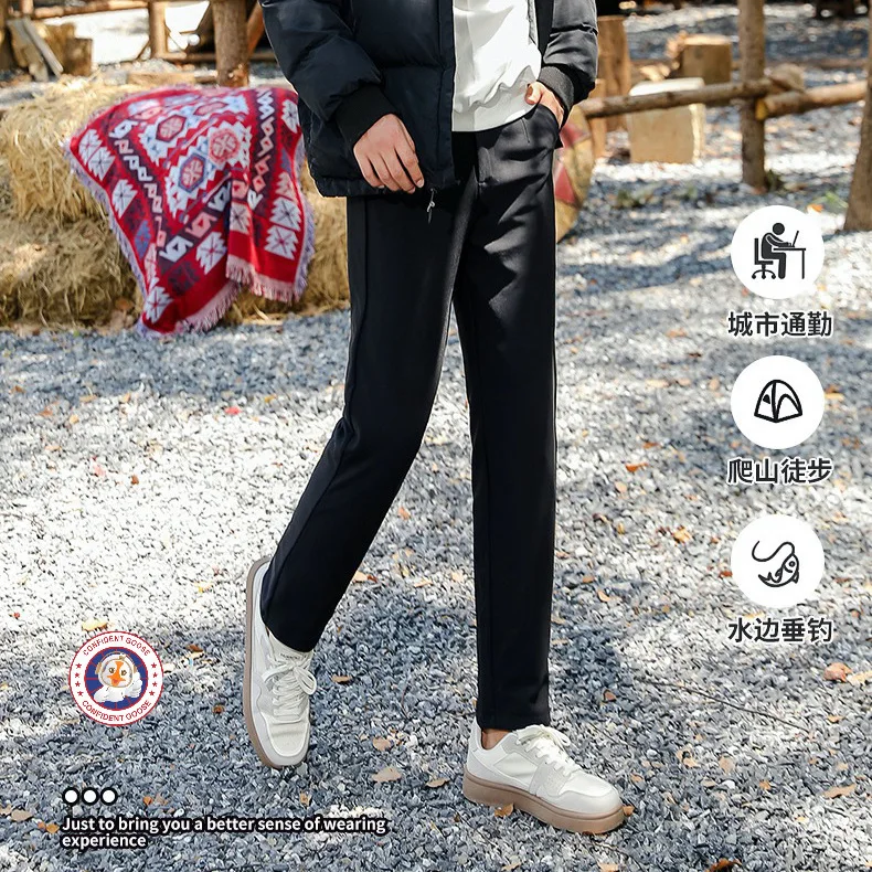 Quality Goose Down Pants Men Camel Wool Warm Winter Snow Straight Waterproof Casual Sports Winter Hiking Trousers Man PT-565