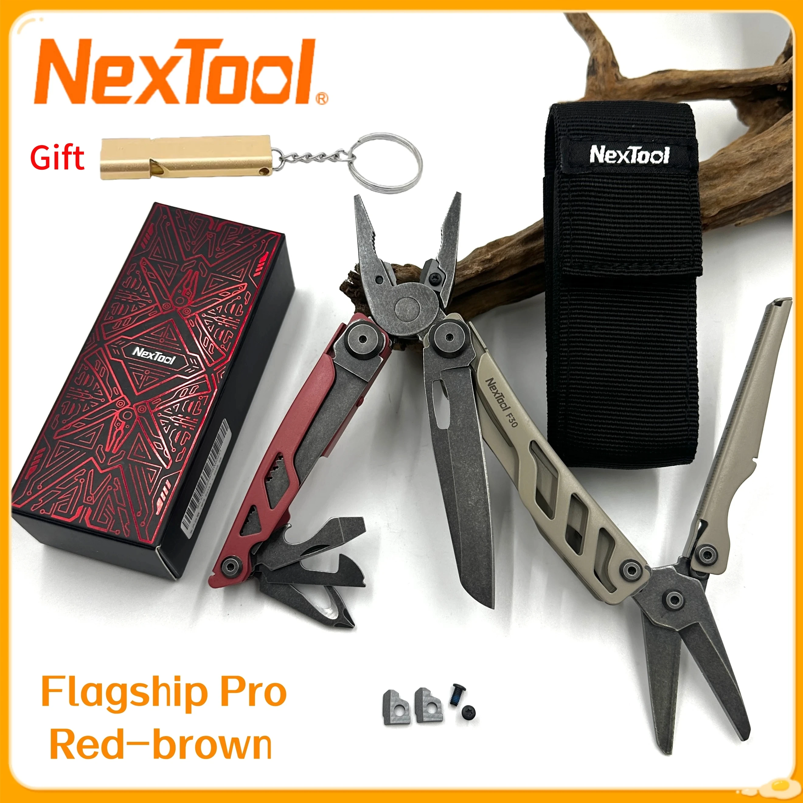 

Nextool 16-IN-1 Flagship Pro Custom-made Red-brown Multitool Combination Outdoor Equipment Stainles Steel Shears Pliers