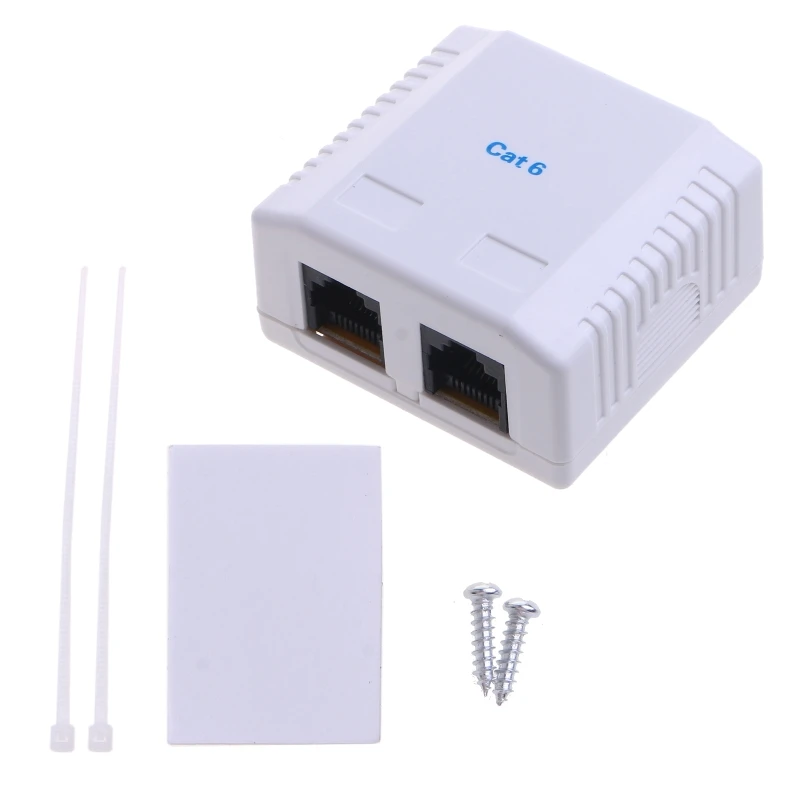 Cat6 RJ45 8P8C Connector UTP Unshielded Double Port Desktop Mount Box CAT6 Network Module Information Socket 24BB