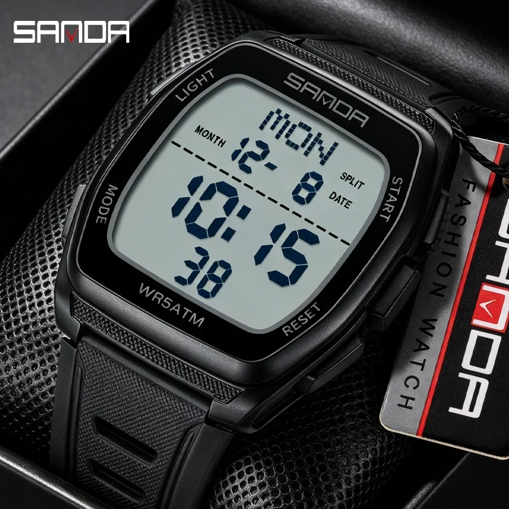 SANDA Fashion Student Electronic Digital Watch Sports Multi Functional Waterproof Student Electronic Watch Timing Alarm Clock