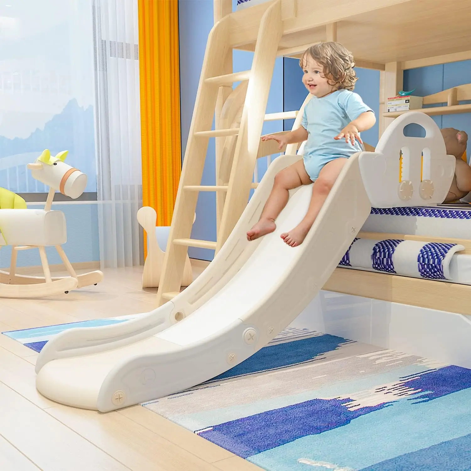 El sofá tobogán para niños se puede utilizar con camas, escaleras, mesitas de noche y escaleras. Adecuado para niños pequeños, niños y niñas. El Maxim