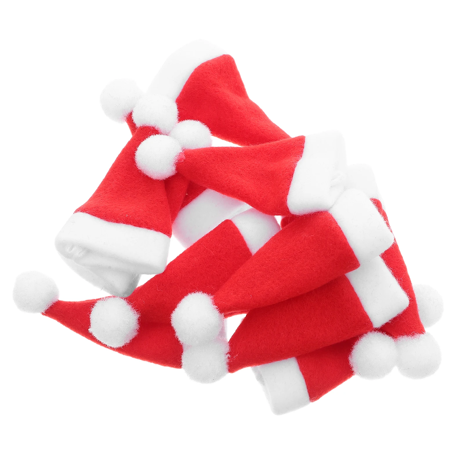 

30pcs Mini Christmas Hats Flannel Santa Hat Craft Festive Utensil Holder Holiday Wine Bottle Cover Party Decor Accessory