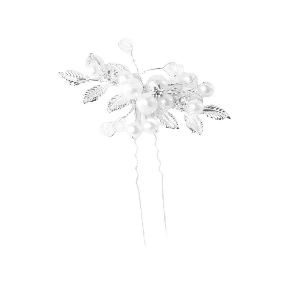 Diamond Bridal Headwear Chinese Style Headwear Leaves Pearl Hairpin Hanfu Hair Sticks Ancient Style Hairpin U Shaped Hairpin