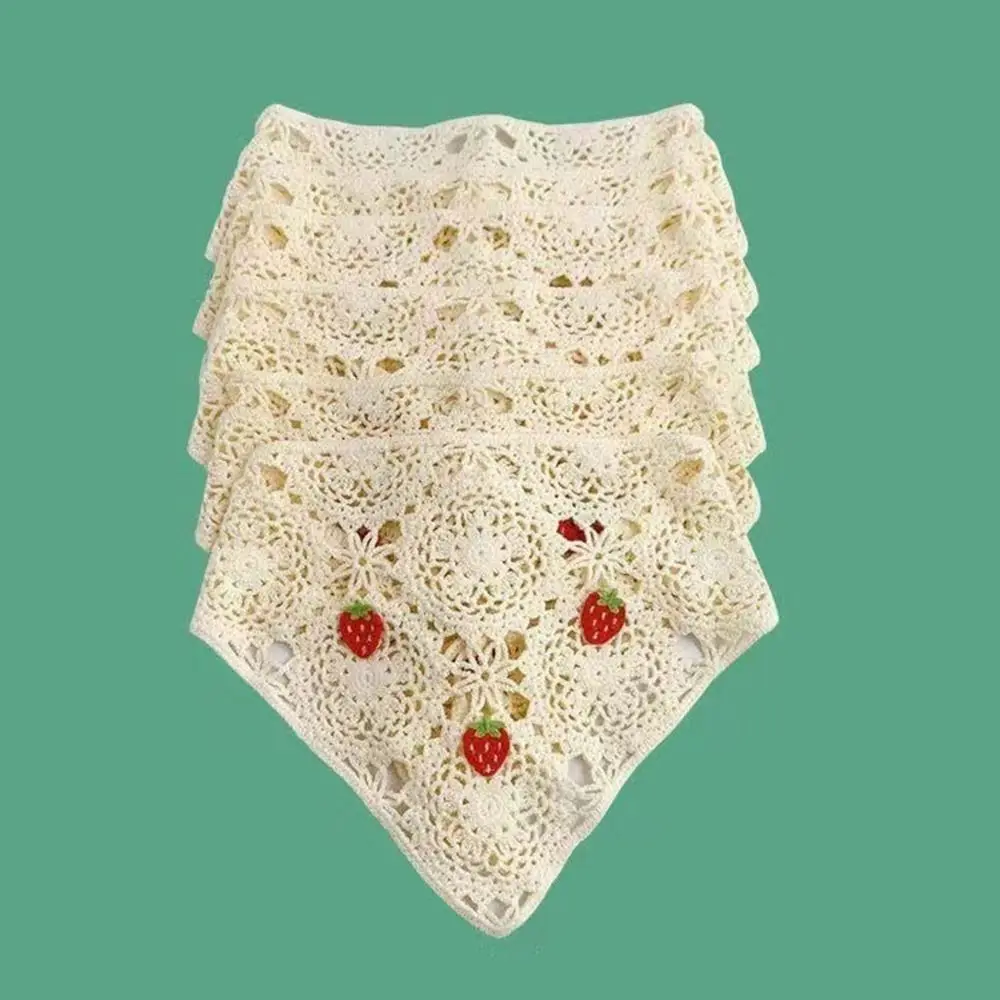 Fashion Cute Headscarf Japanese Retro Weaving Hollow Triangle Scarf Wide Knitting Headbands Women