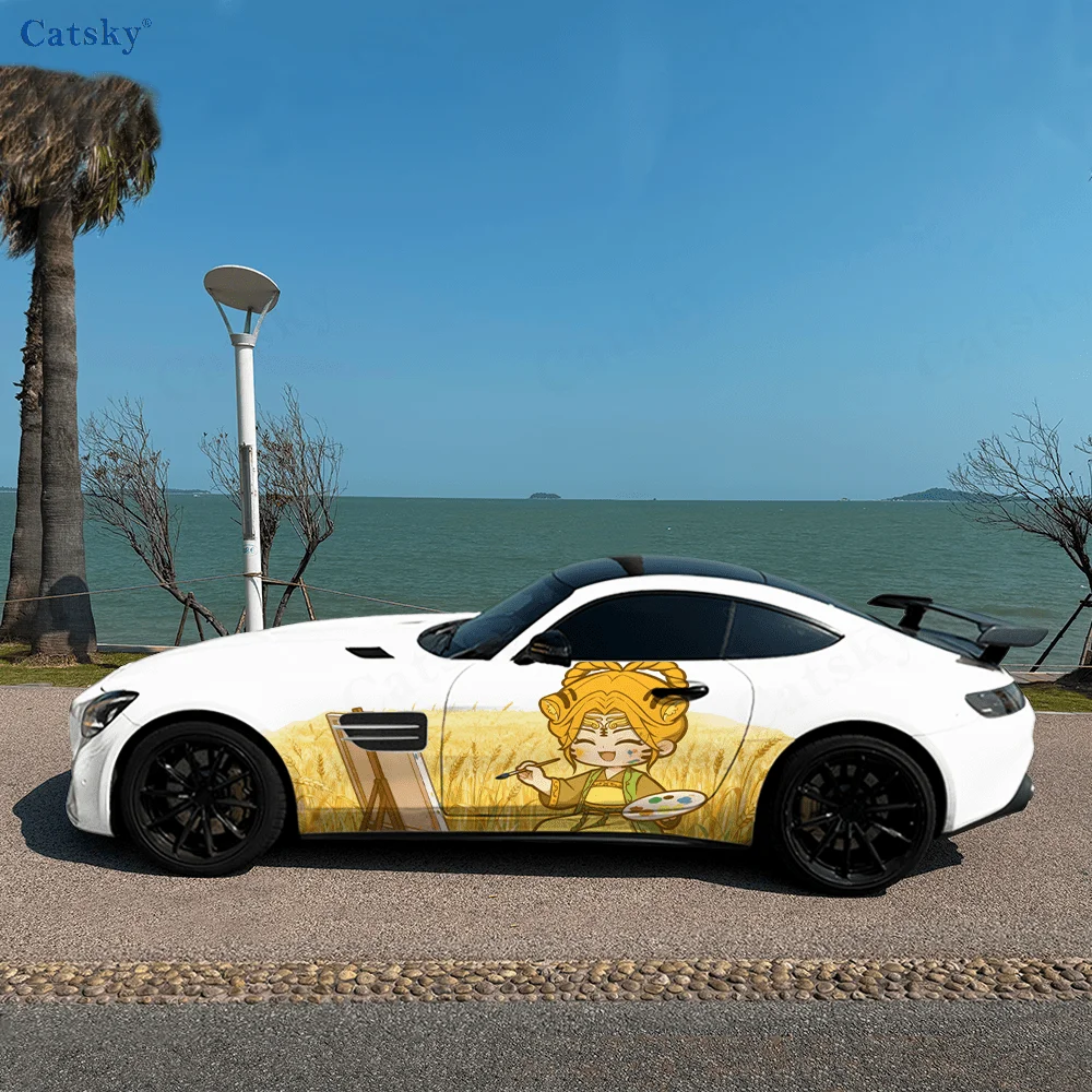 

Tiger Girl Wheat Field Paint Car Vinyl Wraps Decal Self-adhesive PVC Sticker Suitable for Trucks SUV Decor Auto Accessories Gift