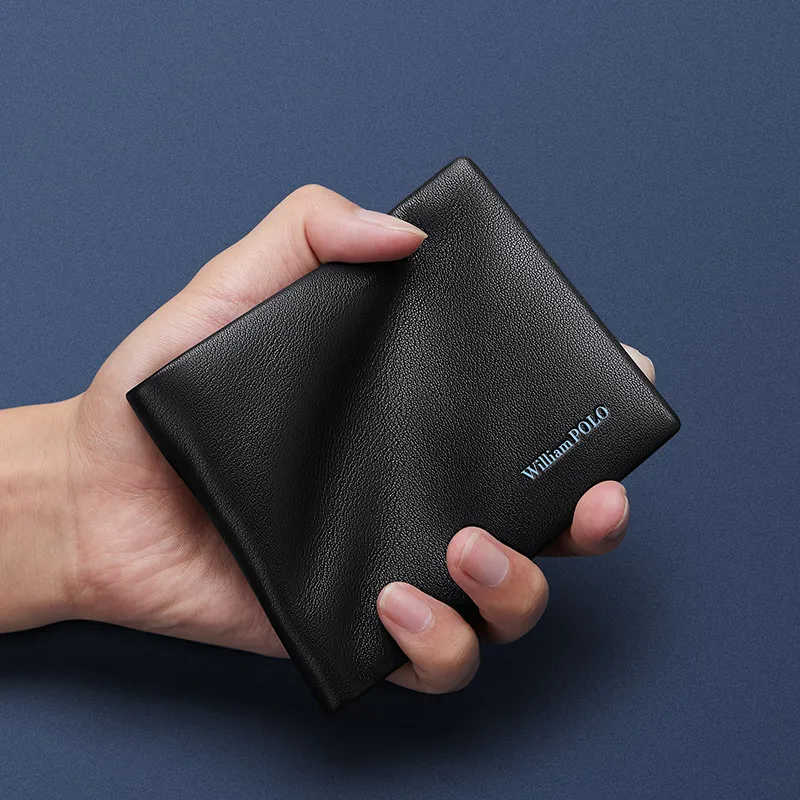Men's short leather wallet, personalized fashion card holder, multifunctional business card bag