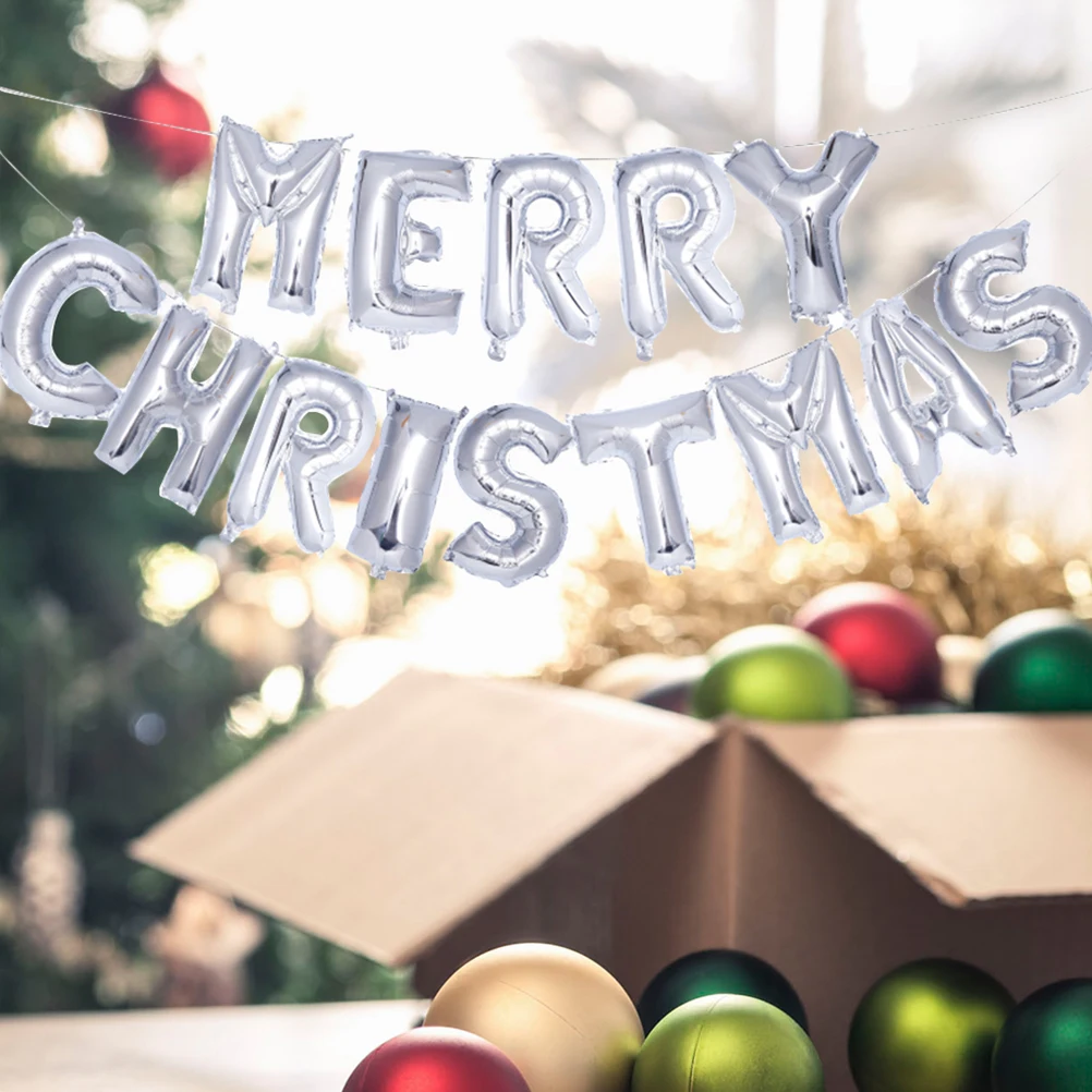 

2 Sets Balloons MERRY CHRISTMAS Christmas Party Decorations Banner Home Office Club Mall Decorations Letter Balloons Christmas