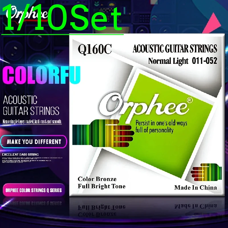 Orphee Color Bronze Wound Acoustic Guitar Strings Folk Vacuum Packaged Guitar Strings Parts Accessories for Guitars