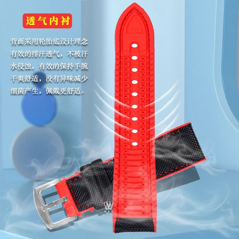 ل IWC الطيار مارك 18 البرتغالية تيودور بريتلينغ النايلون المطاط أسفل حزام ساعة اليد حزام الساعات 19 مللي متر 20 مللي متر 21 مللي متر 22 مللي متر 23 مللي متر 24 مللي متر