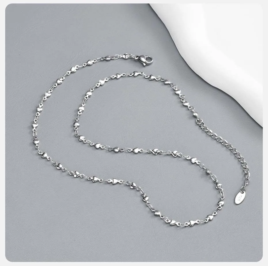 Vnox Minimalistische Herz-Gliederkette Trendige Edelstahl-Halskette für Party und Alltag – Detail 5