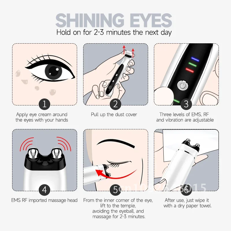 Beauty Eye EMS-apparaat Rimpel Huid Draai RF Heet kompres Oogmassageapparaat Oog Verwijder donkere oogcirkels Instrument Massager Massage