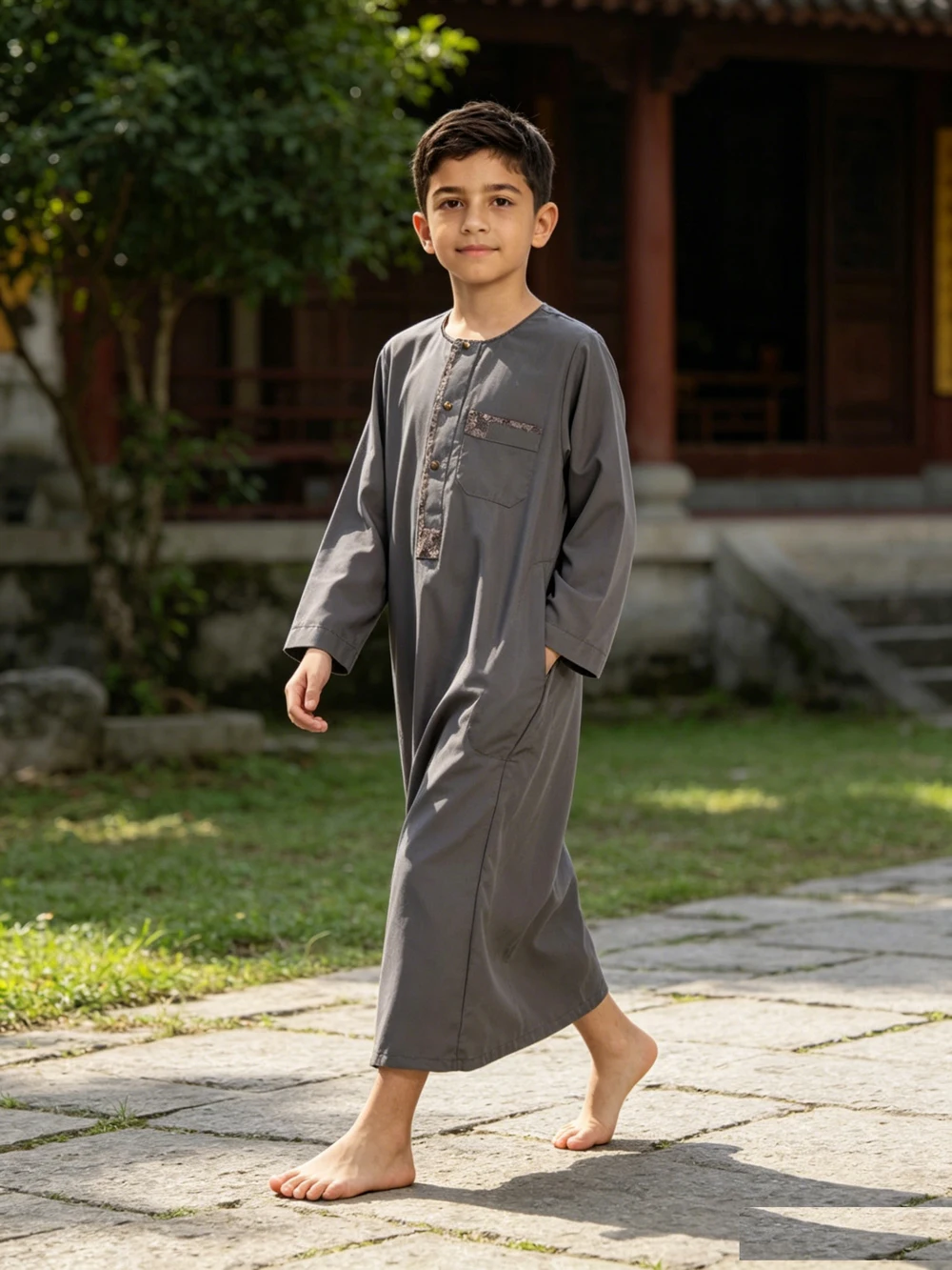 

3-14Y Middle East Muslim Kid Boy Jubba Thobe Saudi Arab Robe Dishdasha Kaftan Djellaba Teenage Prayer Outfit Traditional Islam