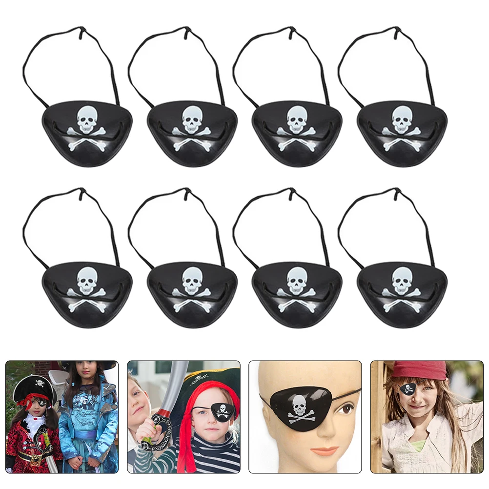 12 stks Pirate Eye Patch Schedel Patroon Halloween Party Cosplay Masker voor Kinderen Volwassenen Lichtgewicht Comfortabele Nieuwigheid