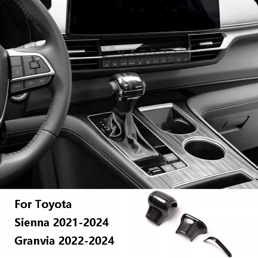 For Toyota Sienna Granvia 2022-2024 Carbon Fiber ABS Stickers Gear Shift Knob Cover Car Accessories Interior Trim 3