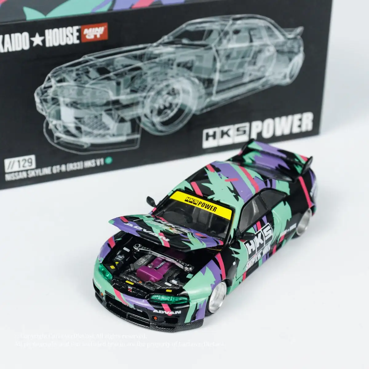 TSM MODELS Kaido House x MINI GT KHMG129 1:64 nissan skyline GT-RR33 hks diecast alloy car model