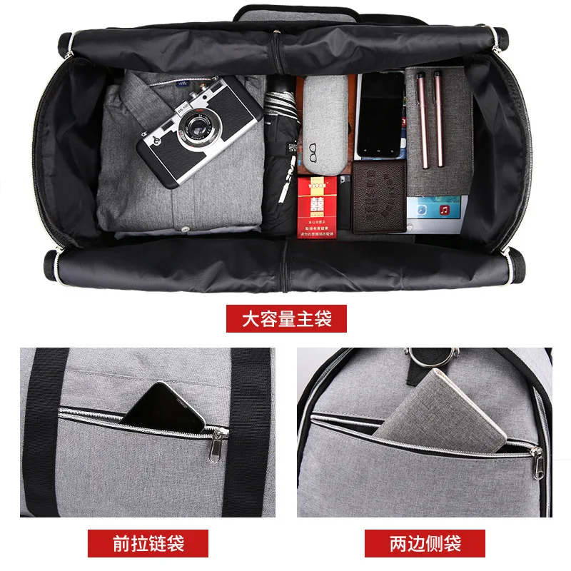 2 In 1 Garment Travel Bag With Shoes Compartment, Convertible Suit Travel Duffel Bag Carry On Bag With Luggage Shoulder Strap CC