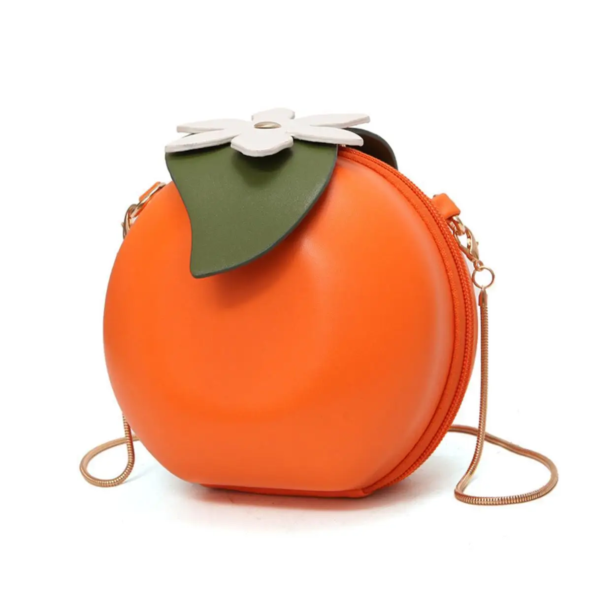 Women's Creative Cute Versatile Shoulder Crossbody Bag Chain Orange Round Bag