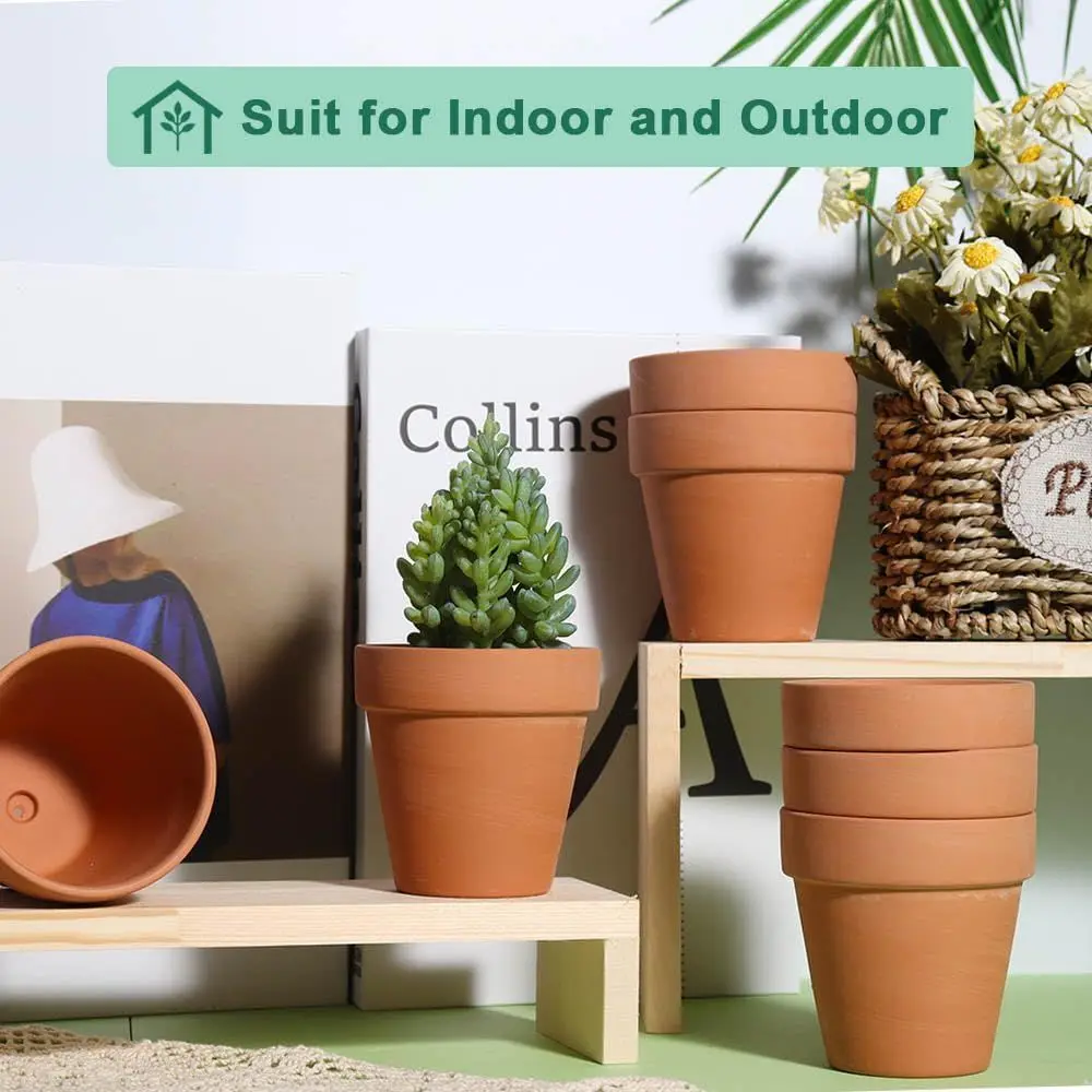 3 Inch Terra Cotta Pots with Drainage - 20 Pack Clay Planters for Succulents, Nurseries, Crafts, and Wedding Favors