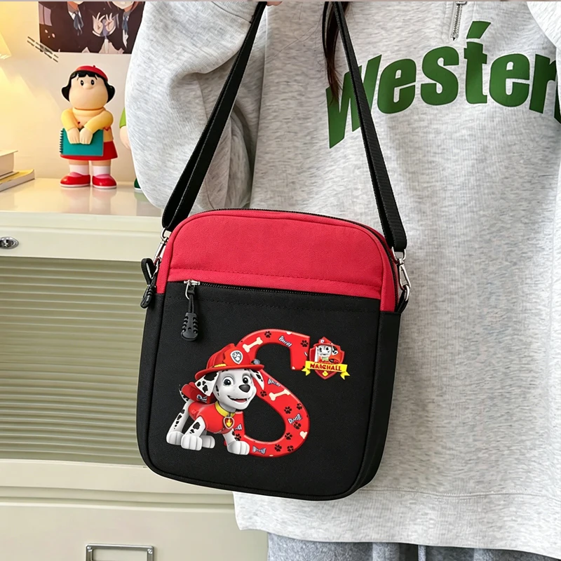 Bolso de hombro Paw Patrols con letras de la A a la Z, estampado de perro de dibujos animados de Marshall, bandolera deportiva para exteriores, bolsa para teléfono de viaje para niño y niña, mochilas de pecho