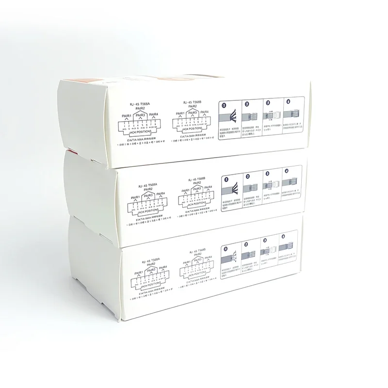 100 عبوة من موصلات RJ45 Cat5e/Cat6 مطلية بالذهب | قابس إيثرنت لكابلات الشبكة بسرعة 1000 ميجا بت في الثانية - متوافق مع Cat5e #5