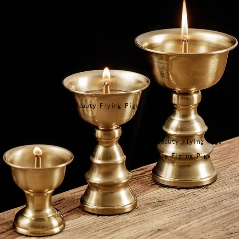 Buddhist alloy candle base tantric wedding lamp holder household altar desktop decoration ornament