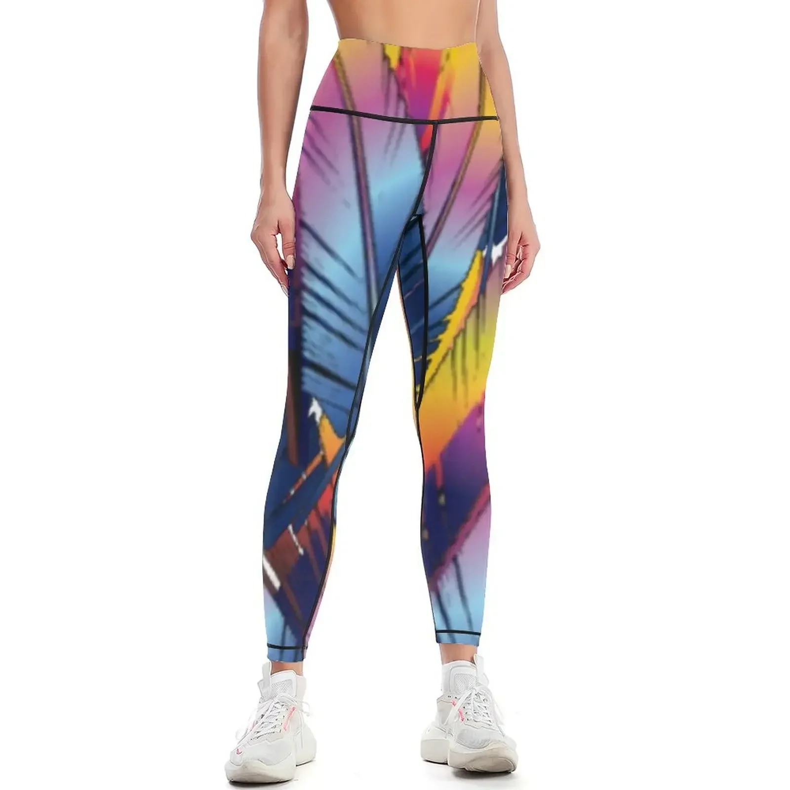 

Colorful Feather Leggings Sportswear woman gym Women's sportswear Women's fitness flared Womens Leggings