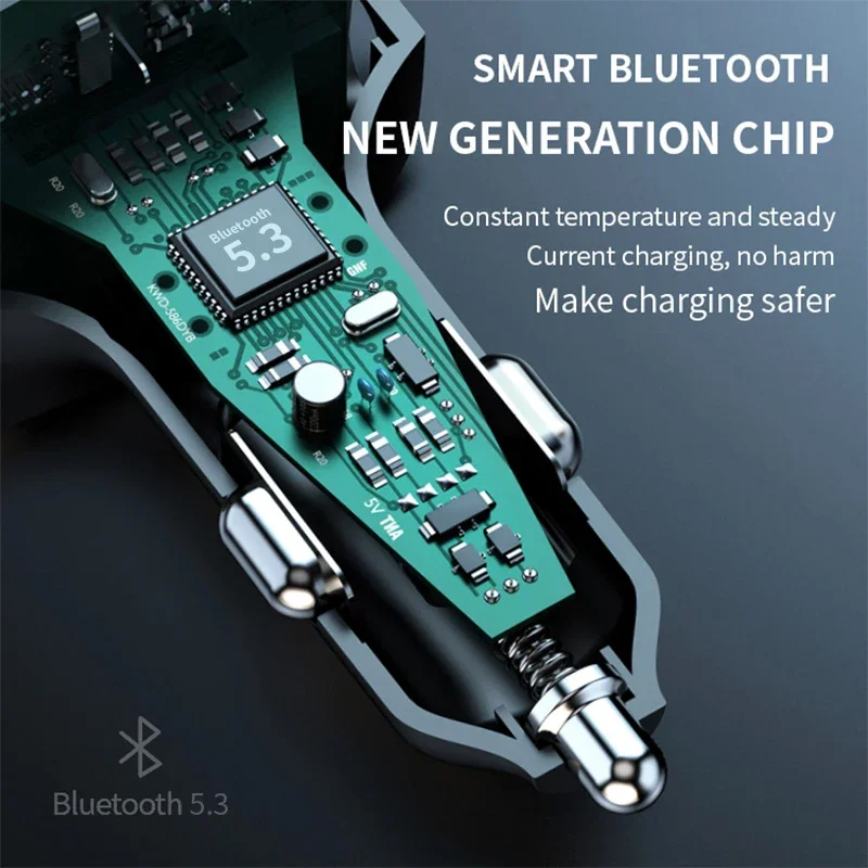 C26 سيارة FM الارسال المزدوج USB نوع-C بلوتوث مكبر الصوت اللاسلكي حر اليدين مشغل MP3 مع 3.1A شاحن سريع ملحقات السيارة #4