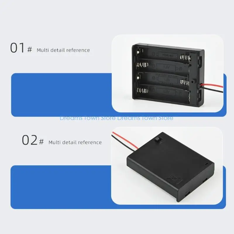 HX6A 4Slot 3A Battery Holder with Spring Contacts and On Off Switcher for 6V Devices Color Wire Included