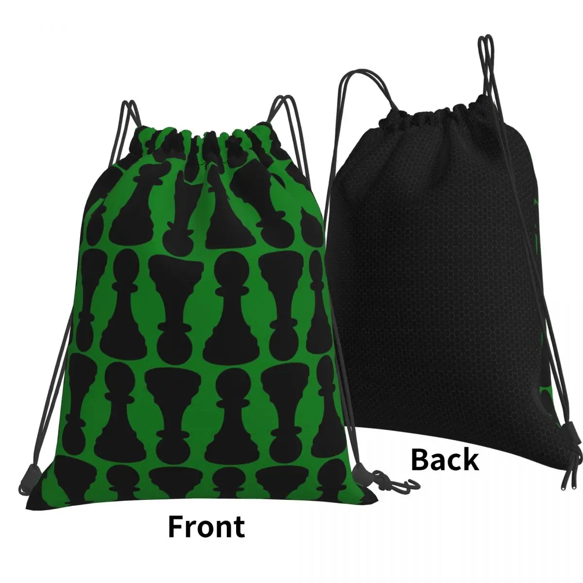 Chess Pieces On Board Chessboard Backpacks Portable Drawstring Bags Sports Bag Book Bags for Travel Students