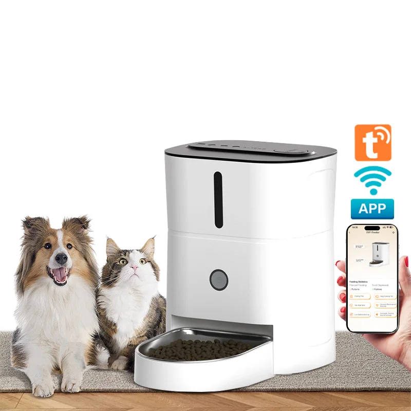 Mascotas accesorios pet slow feeder smart anti choking battery interactive timely automatic wifi pet food feeder for cat and dog