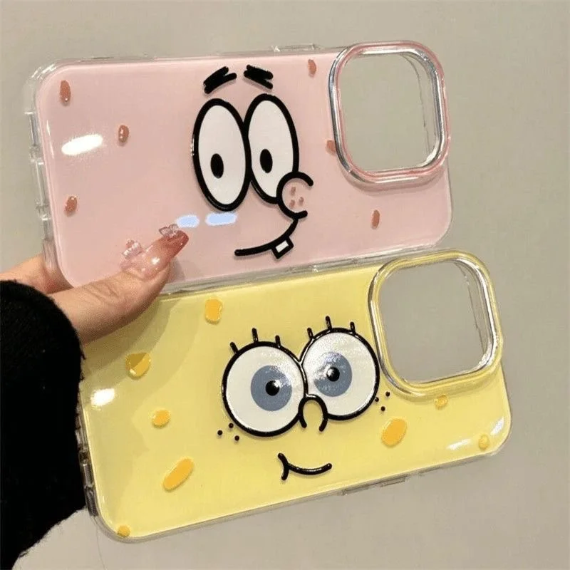 

3D Anime Cute Cartoon S-SpongeBob P-Patrick Star Phone Case For iPhone 11 12 13 14 15 16 17 Pro Max Plus Funny S-SpongeBob cover