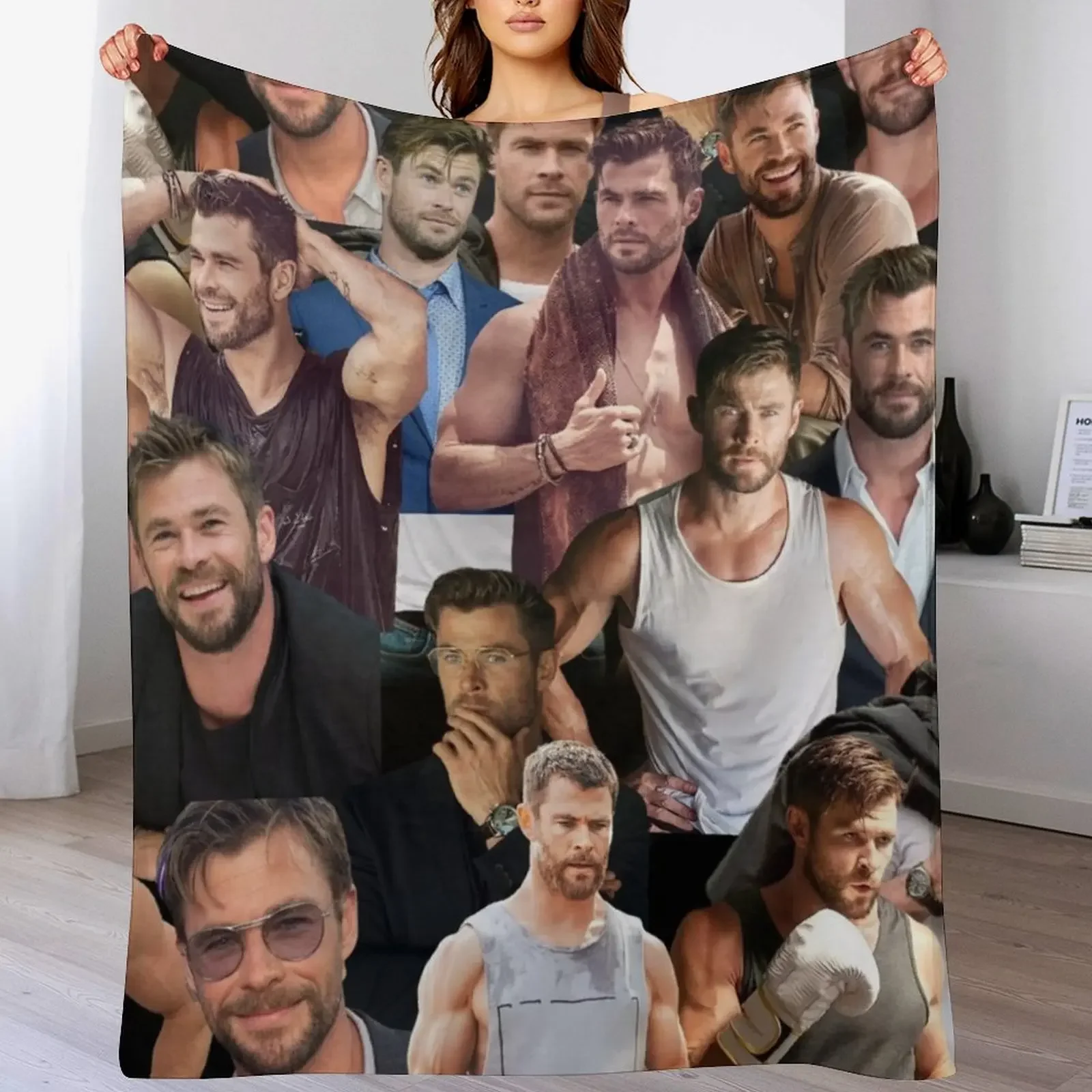 Chris Hemsworth photo collage Throw Blanket For Baby Soft Plush Plaid Blankets