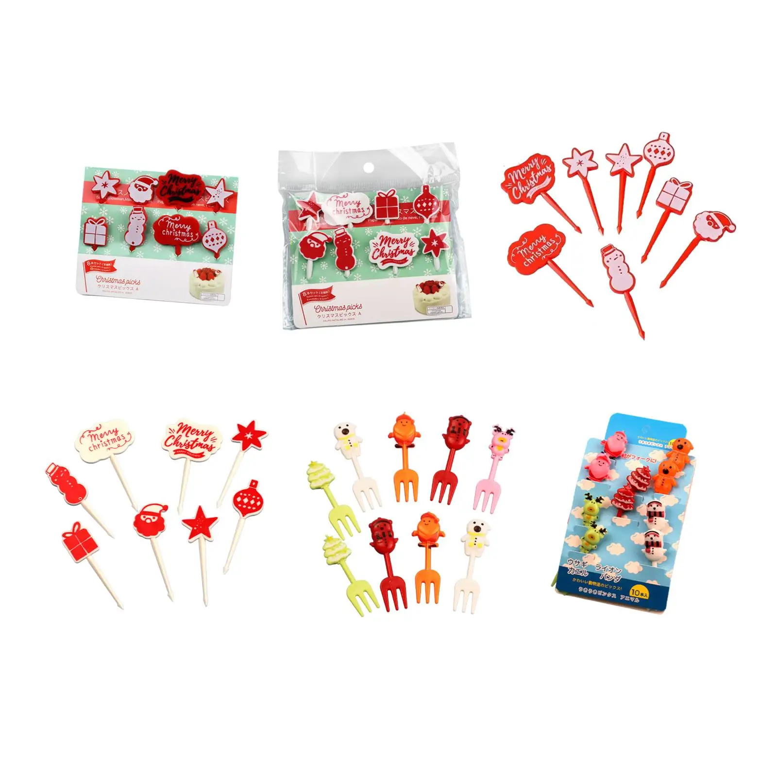 8 Pieces Christmas Food Picks Creative Picnic Party Supplies Cocktail Forks Appetizer Forks for Pastry Cheese Fruits Dessert