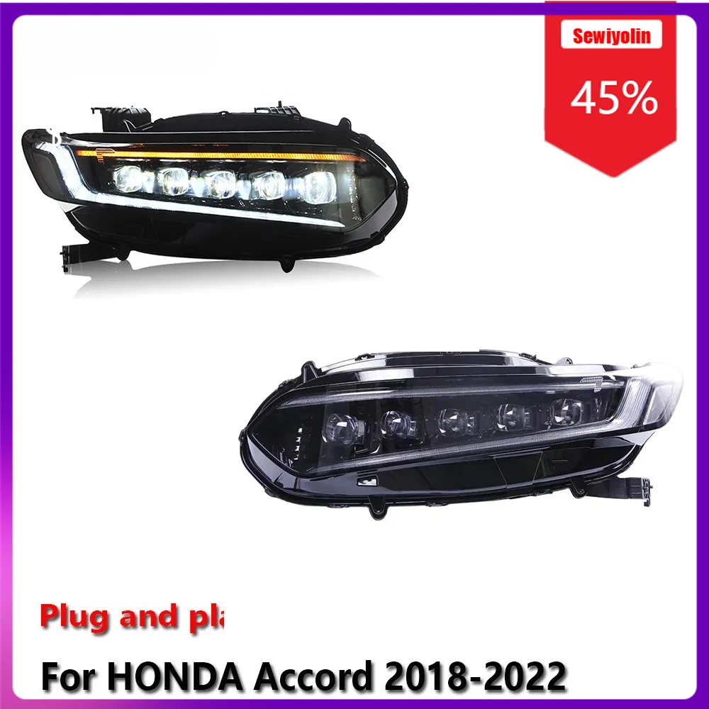 

Sewiyolin Car LED Lamp Headlight Assemblies For HONDA Accord 2018-2022 Fog DRL Brake Turn Signal Lamp