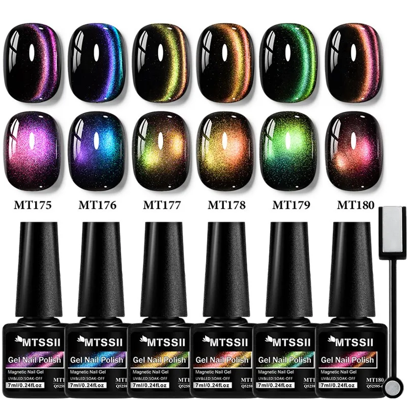 

7pcs Rainbow Cat Magnetic Gel Nail Polish Set Galaxy Effect Colorful Magnetic Gel Soak Off UV Gel Varnish Manicure Nail Supplies