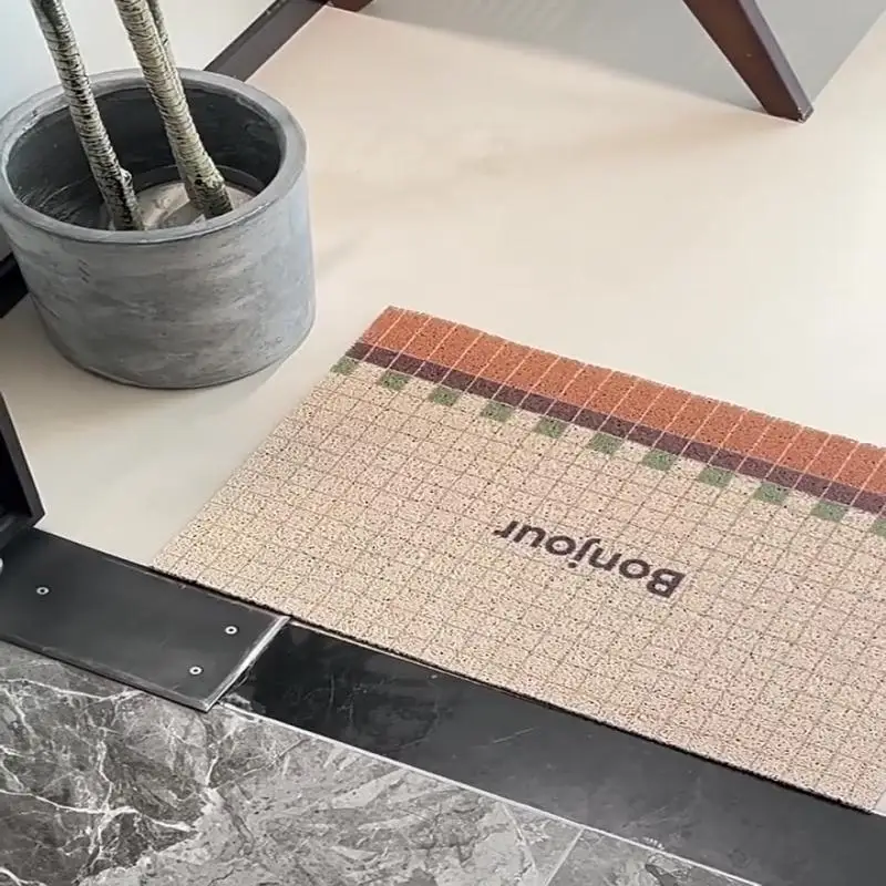 Colorful PVC Doormat Cuttable Geometric House Entrance Welcome Mat Rug Carpet Anti Dust Pad Outdoor Aesthetic Home Room Decor
