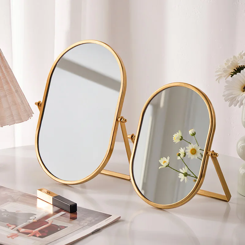 Foldable Oval Makeup Mirror - Compact Travel Vanity Mirror for Bedroom, Tabletop Desktop Portable Makeup Mirror