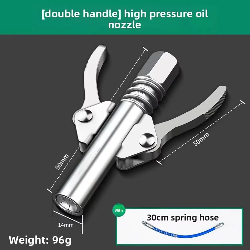 1Pcs 10000 PSI Quick Release Grease Coupler Leak Free NPT 1/8 Lubrication Oil Pump Tip Stainless Steel Dual Handle