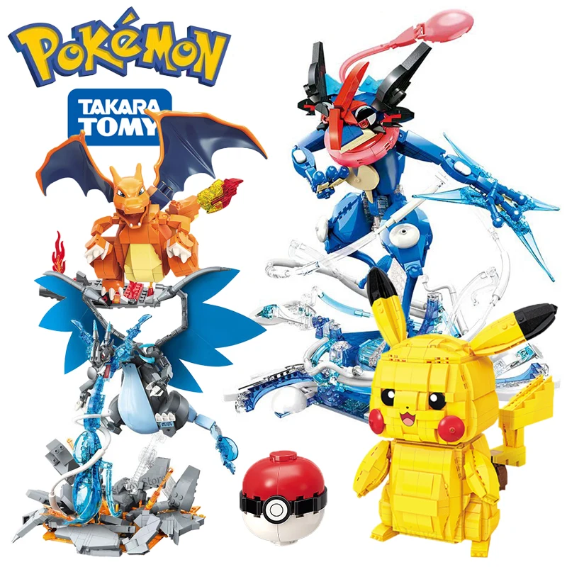 NEW ideas Cartoon Anime Pokemon Building Blocks Charizard pikachu Squirtle Bulbasaur DIY Model Educational Kids Toys For Gift