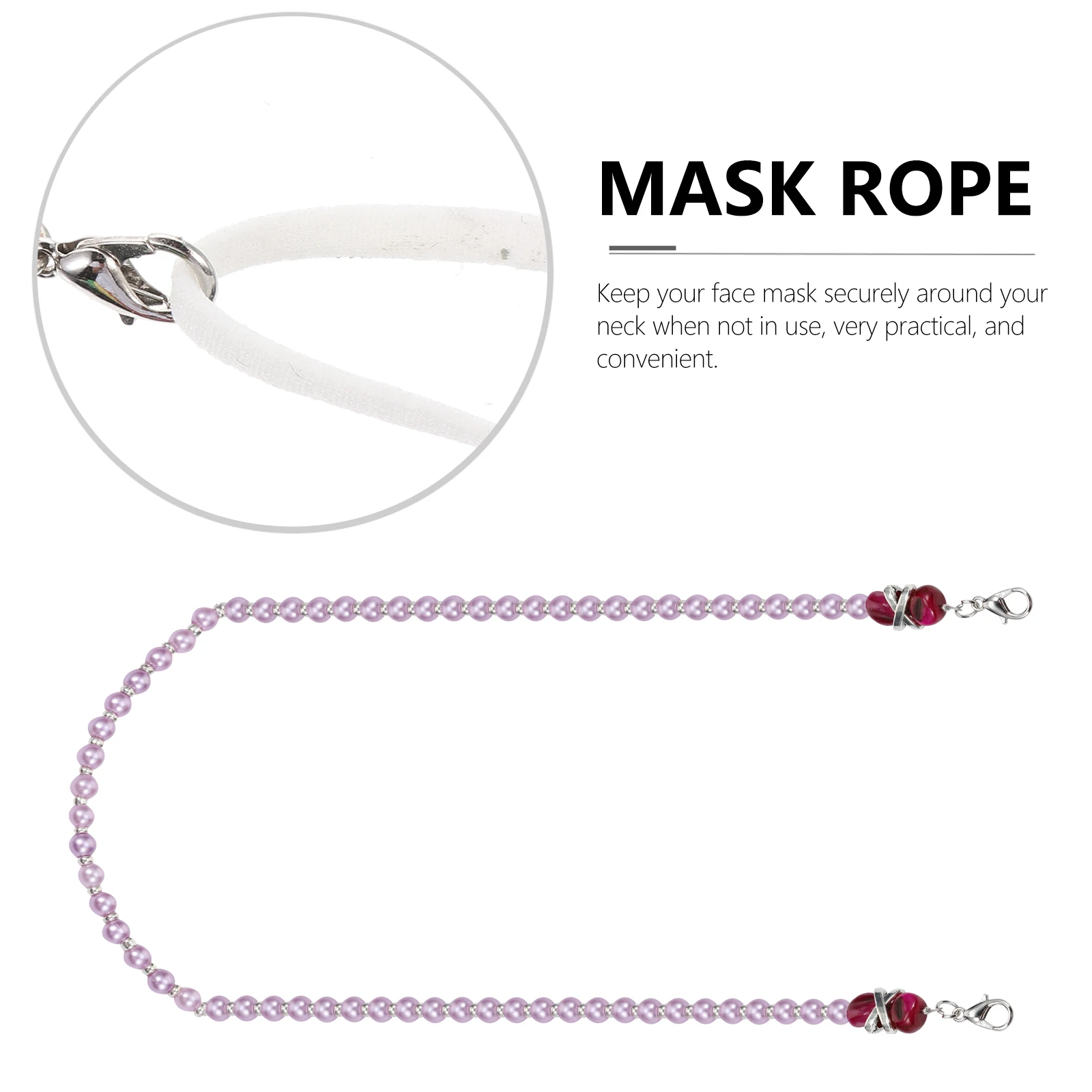 

2Pcs Mask Lanyard Elegant Pearl Alloy Face Mask Rope Anti Dropping Eyeglasses Chain Reusable Durable For Men Women Kids