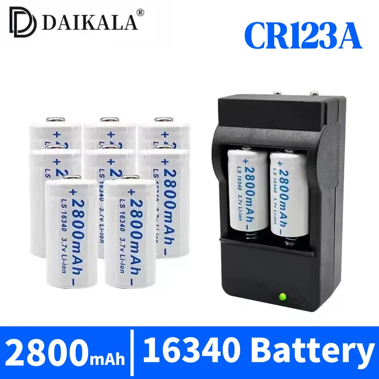 2025 New 3.7V 2800mAh Battery For 16340 Batteries CR123A CR123 LED Flashlight Battery Security Camera Rechargeable Batteries